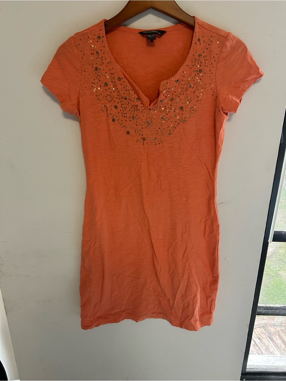 Tommy Bahama Orange Embellished Short Sleeve Mini Dress